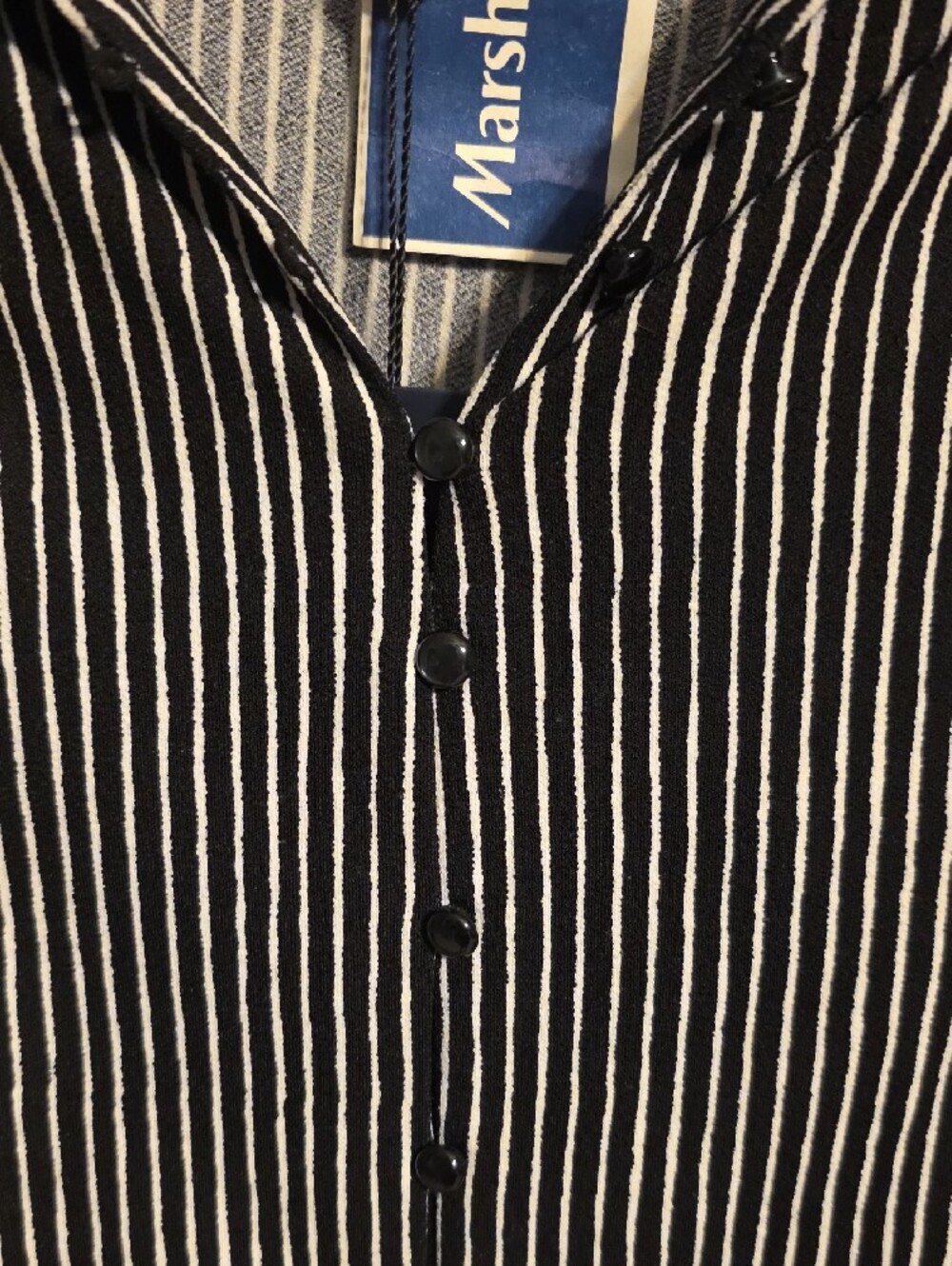 Adrianna Papell Black and White Striped Button-Down Shirt - Picture 4 of 6